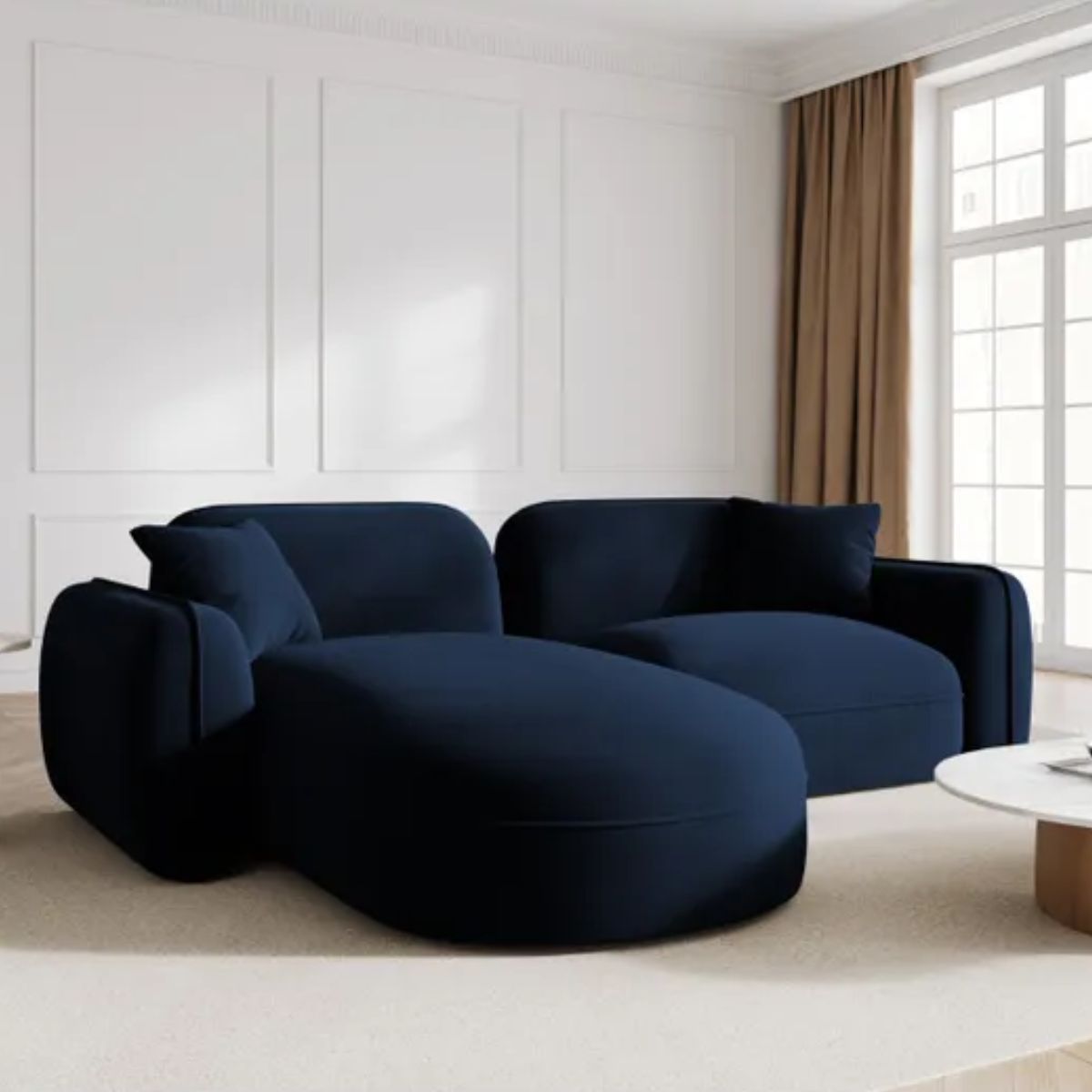 Canapé D'Angle Gauche Velours Lucien  3 Places, Bleu Roi – Christian Lacroix