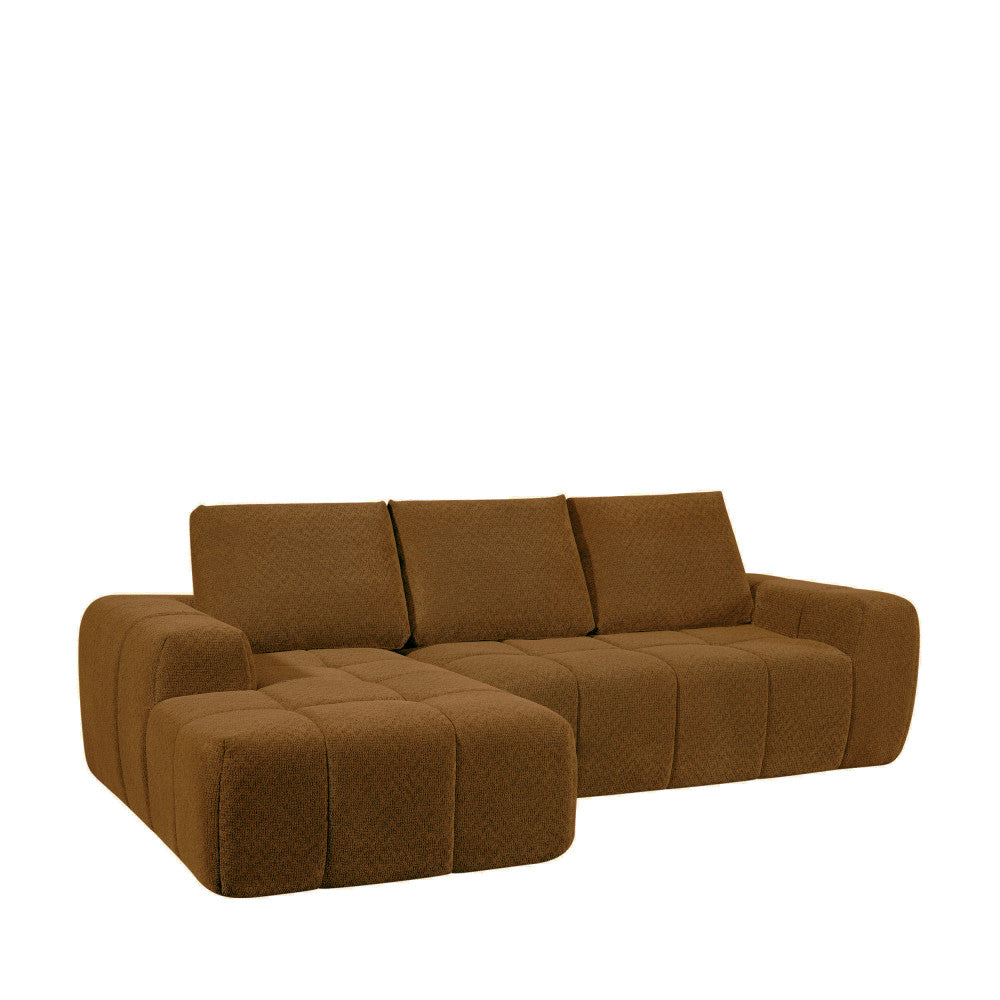 Canapé d'angle gauche DRAWER Louis 3,5 places en tissu bronze