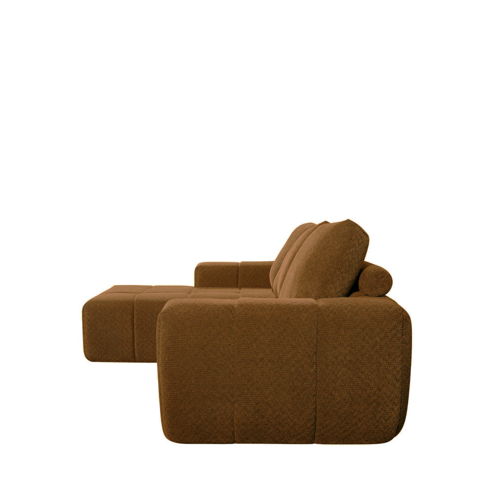 Canapé d'angle gauche DRAWER Louis 3,5 places en tissu bronze