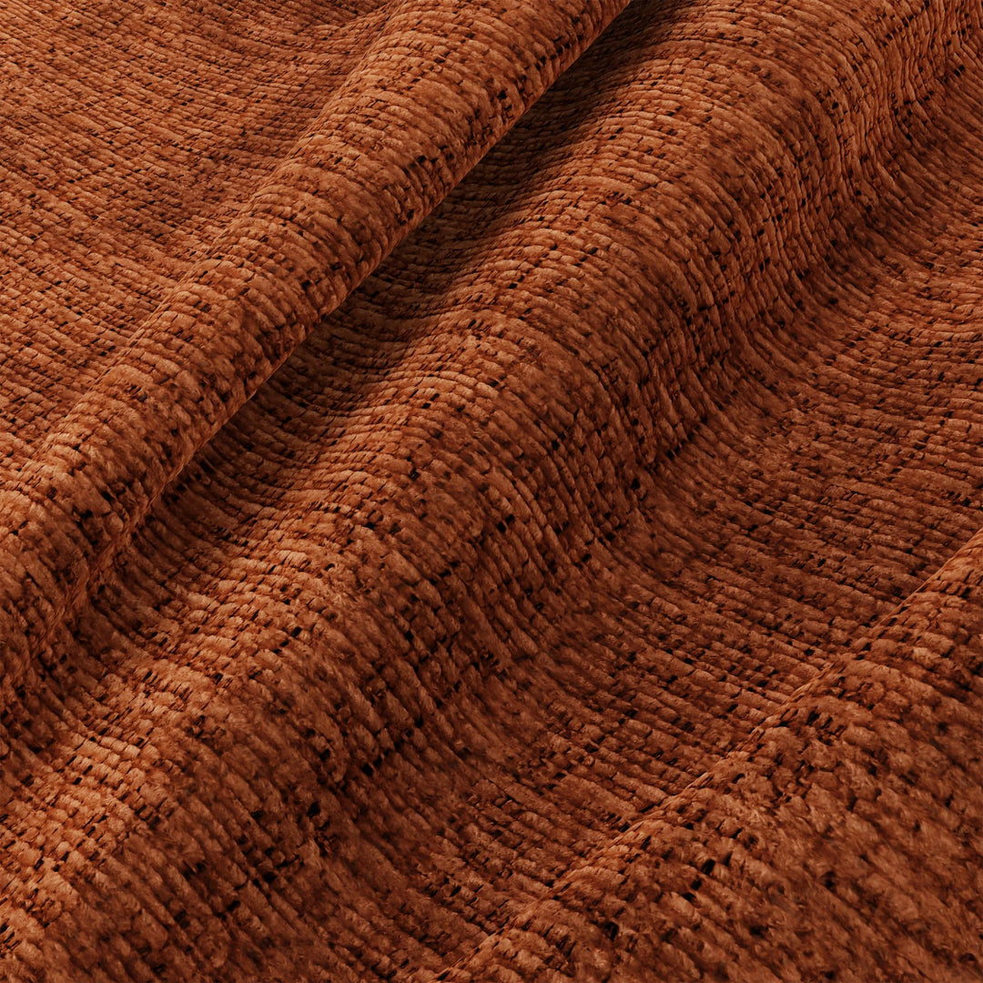 Canapé angle gauche convertible PREMIUM INTERIORS Como 5 places avec coffre en tissu bouclé terracotta