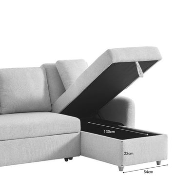 Canapé d'angle réversible convertible DRAWER Matera 3 places en tissu bouclette avec coffre Blanc