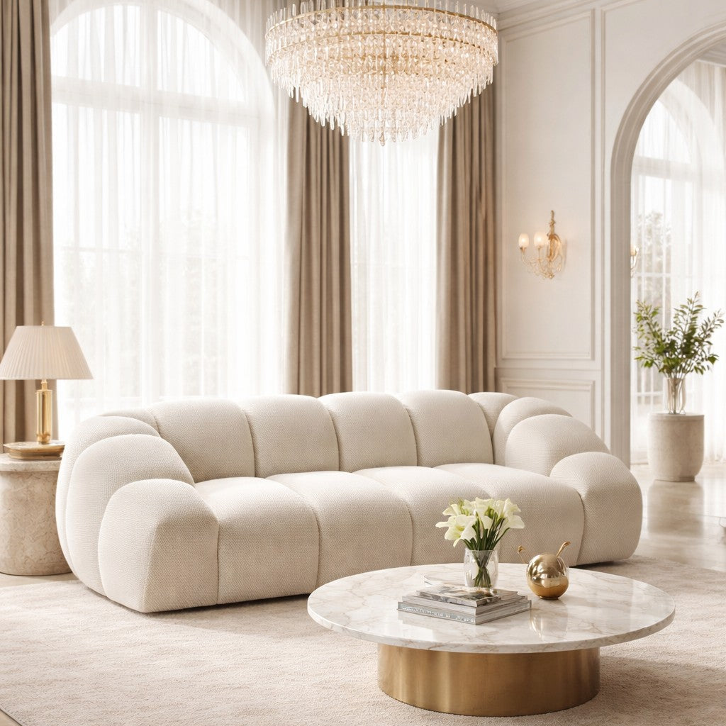 Canapé MICADONI Diana 3 places en tissu 3D Beige