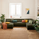 Canapé BESTMOBILIER panoramique d’angle droit ONYX 7 places en velours côtelé vert