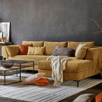 Canapé d'angle droit tissu moutarde Pornic CAMIF