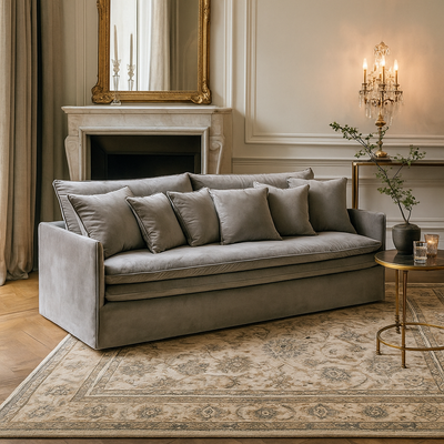 Canapé 4 places BOHO Micadoni 4 places velours beige foncé