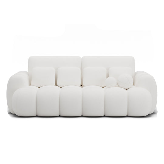 Canapé convertible COCOON 3 places en tissu capitonné blanc