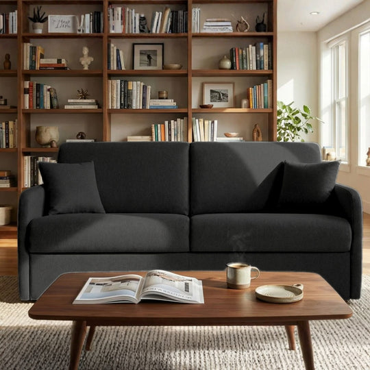 Canapé convertible 3 places CONVERTIBLE CENTER Delice en tissu gris anthracite