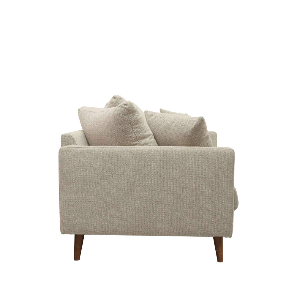 Canapé convertible DRAWER Villabon 4 places en tissu naturel pieds bois foncé