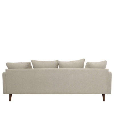 Canapé convertible DRAWER Villabon 4 places en tissu naturel pieds bois foncé