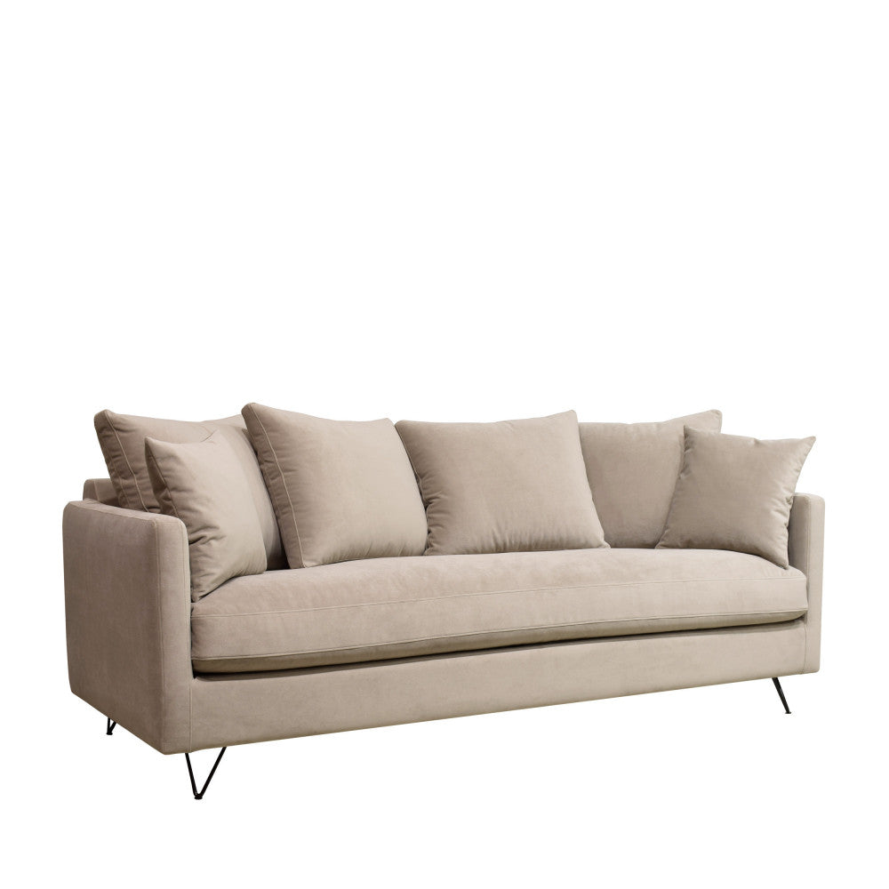 Canapé convertible Drawer Villabon 4 places en velours beige pieds épingles noir