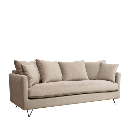 Canapé convertible Drawer Villabon 4 places en velours beige pieds épingles noir