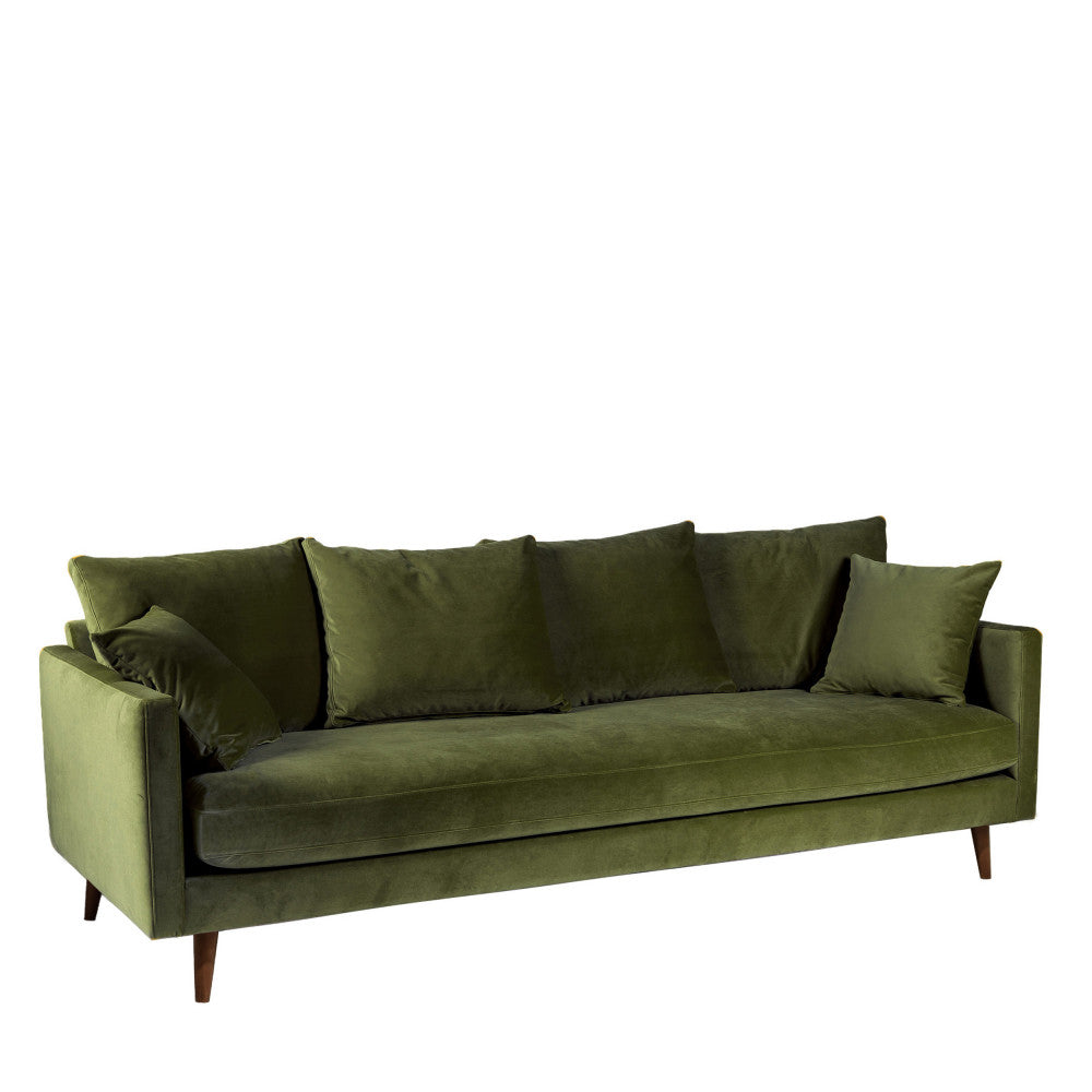 Canapé convertible Drawer Villabon 4 places en velours Vert olive