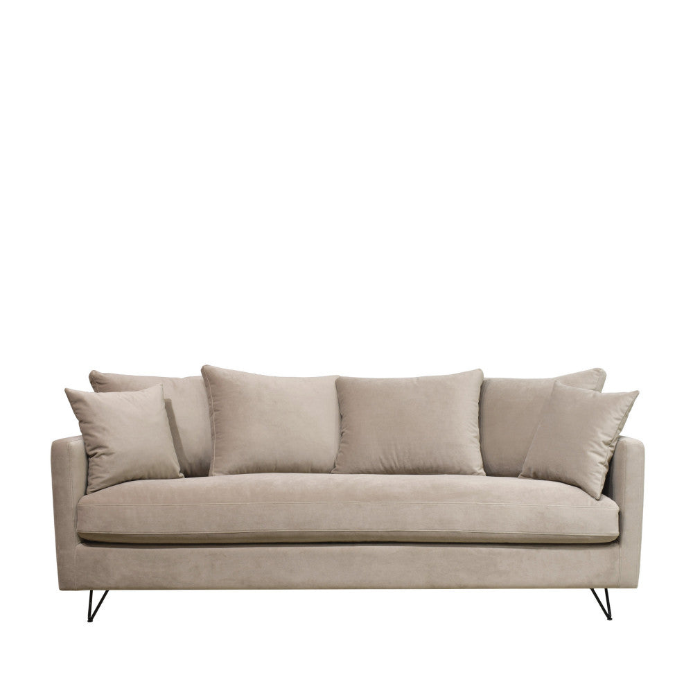 Canapé convertible Drawer Villabon 4 places en velours beige pieds épingles noir