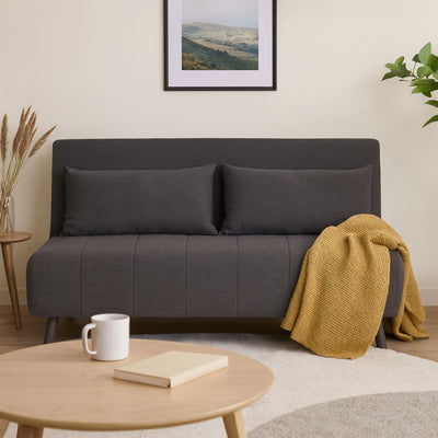 Canapé convertible ALINEA Noli 2 places en tissu gris anthracite