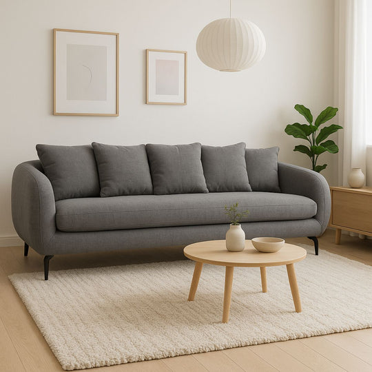 ALINEA Canapé 4 places COLINE convertible en tissu gris