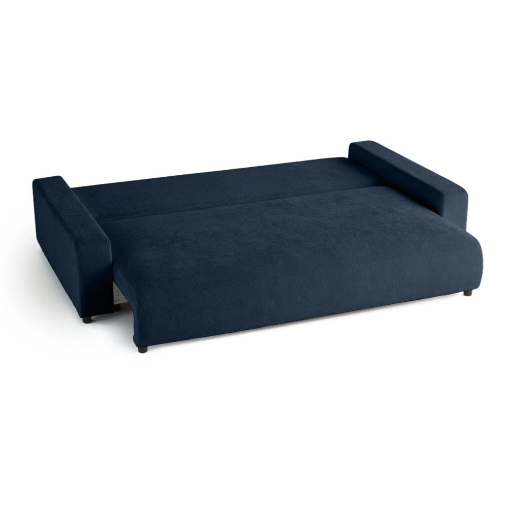 Canapé convertible BESTMOBILIER Pivoine 3 places avec coffre en velours texturé bleu