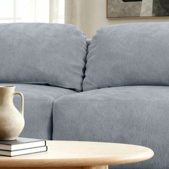 Canapé convertible CASANOVA Martin 2 places en tissu chenille bleu