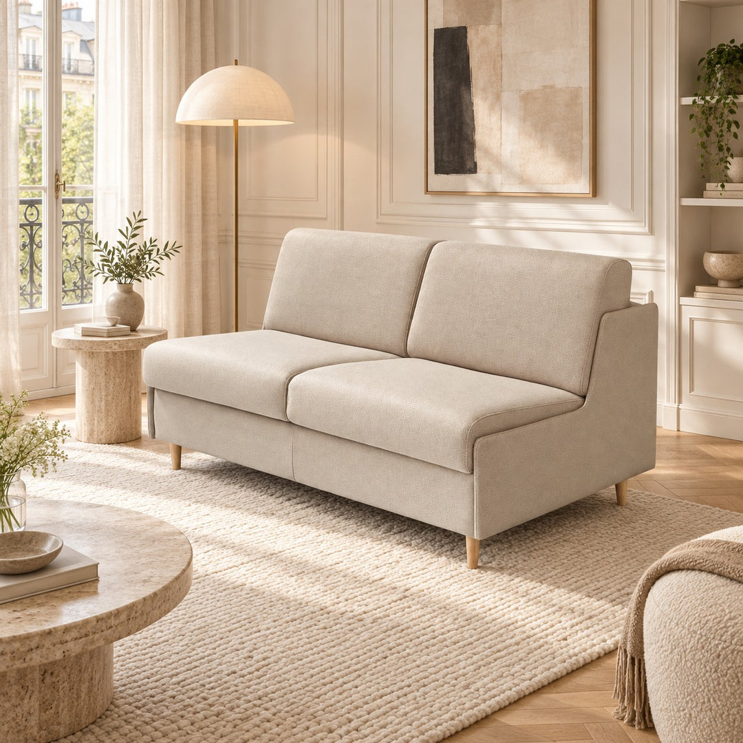 Canapé CONVERTIBLE CENTER convertible 2 places Beaulieu tissu beige