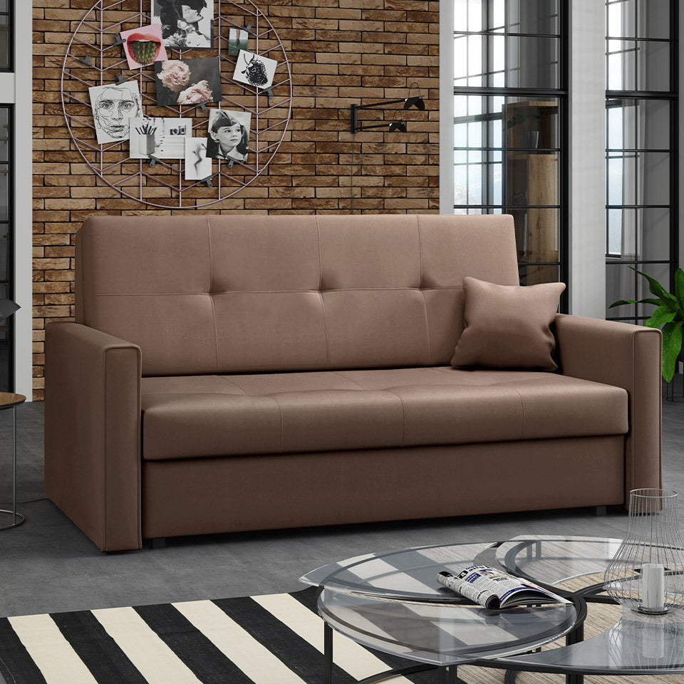 Canapé convertible 2 places marron MOBILIER 1 Columbus 106 (Manila 05)