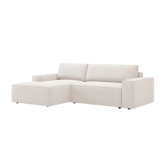 Canapé convertible d'angle gauche MICADONI Jodie 3 places en tissu beige