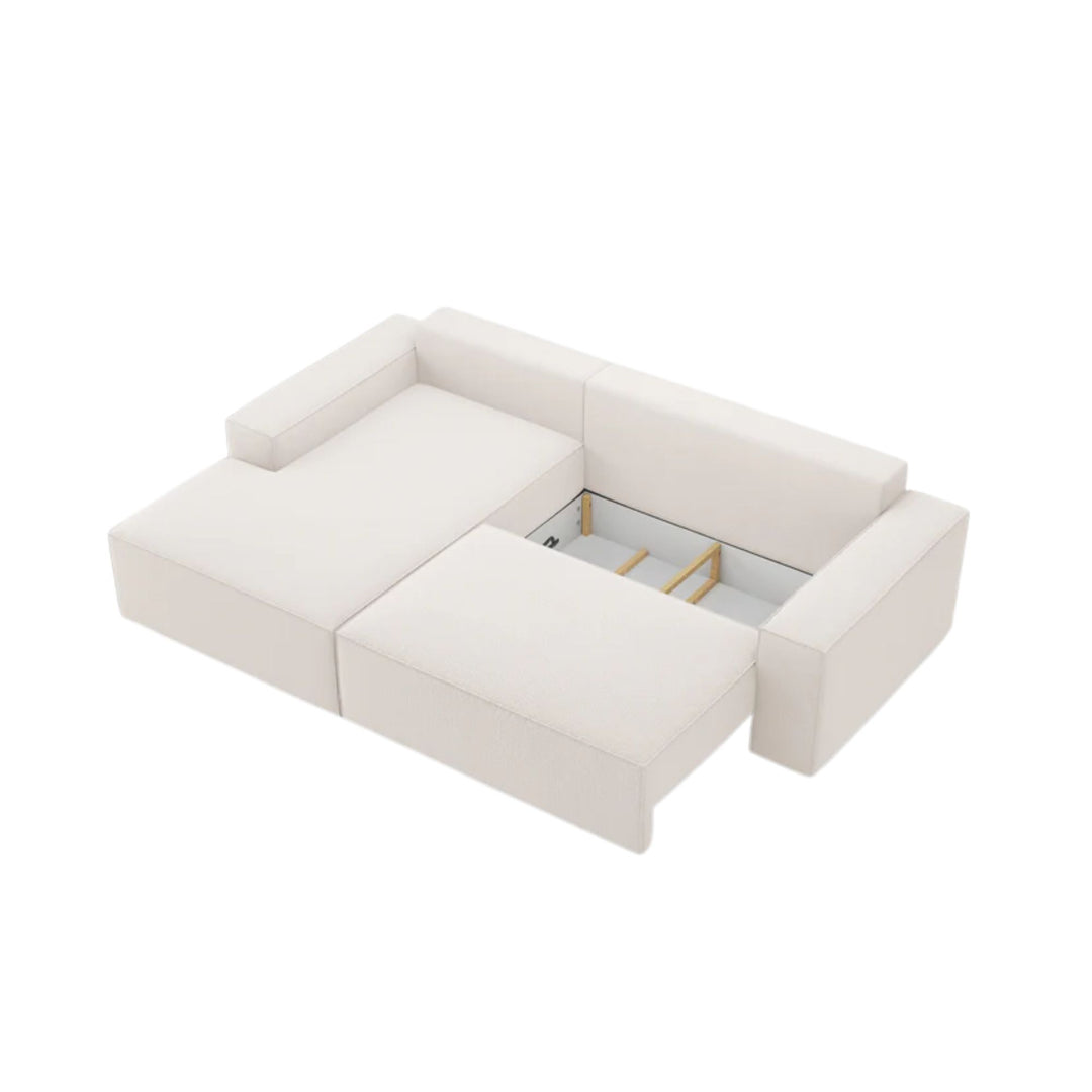 Canapé convertible d'angle gauche MICADONI Jodie 3 places en tissu beige