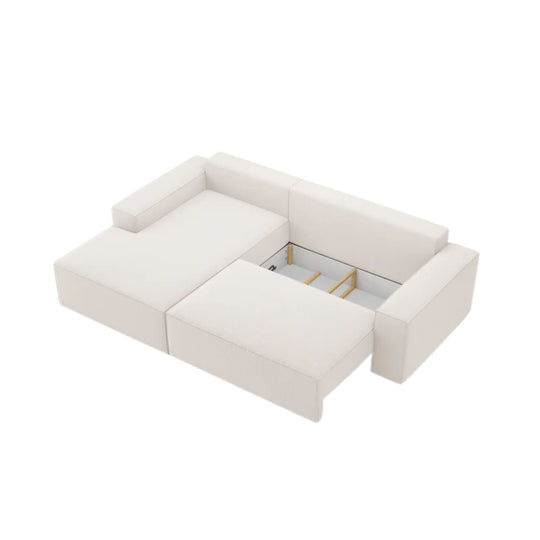 Canapé convertible d'angle gauche MICADONI Jodie 3 places en tissu beige