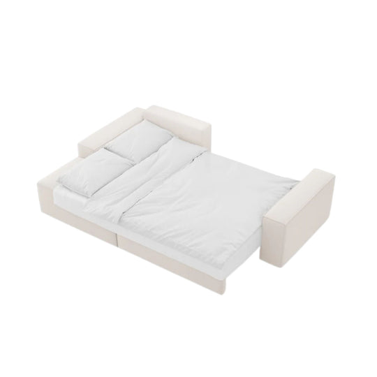 Canapé convertible d'angle gauche MICADONI Jodie 3 places en tissu beige