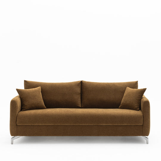 Canapé convertible express DRAWER Steffen 3 places en tissu Bronze et pieds chrome