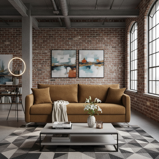 Canapé convertible express DRAWER Steffen 3 places en tissu Bronze et pieds chrome