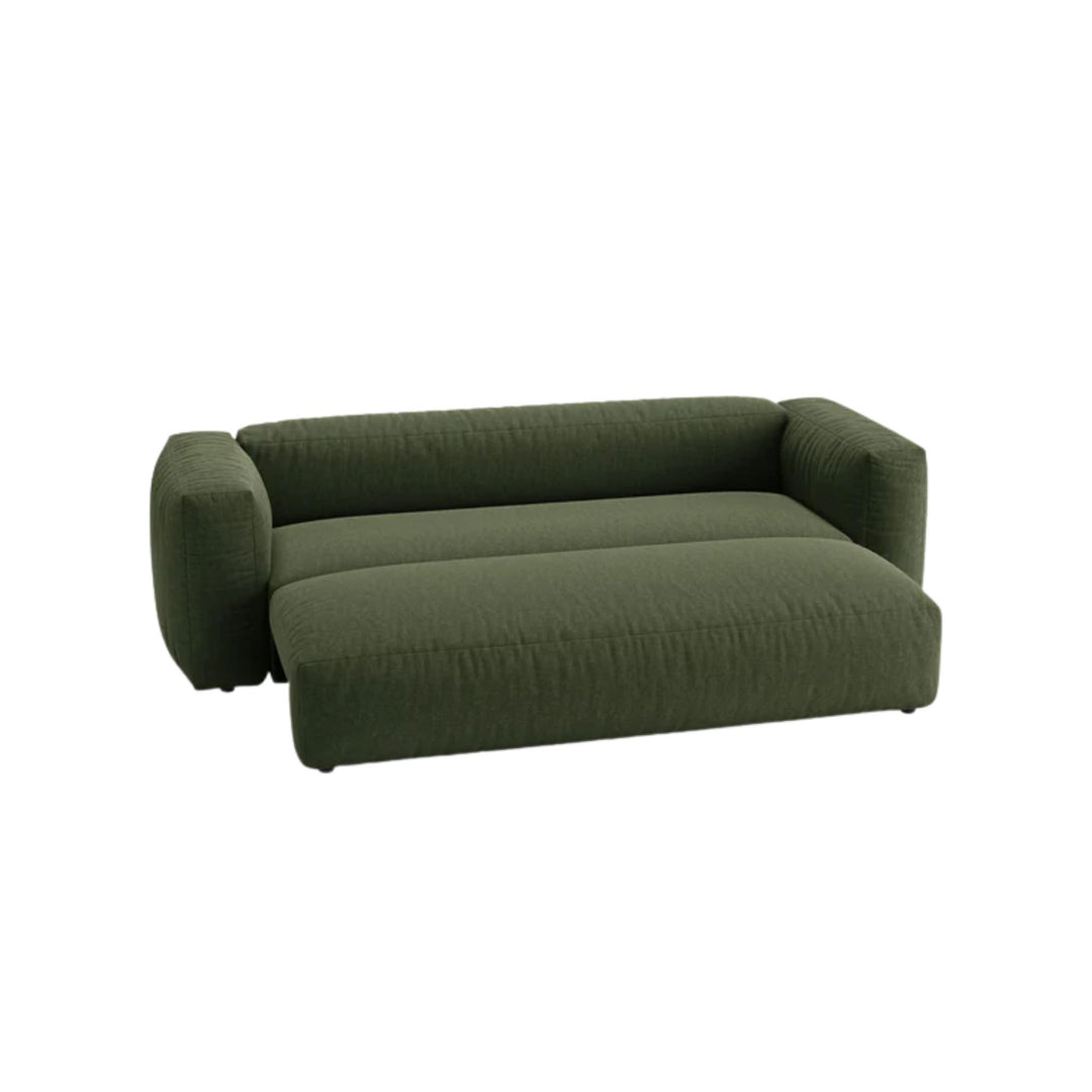 Canapé convertible MICADONI Martina 3 places en tissu vert