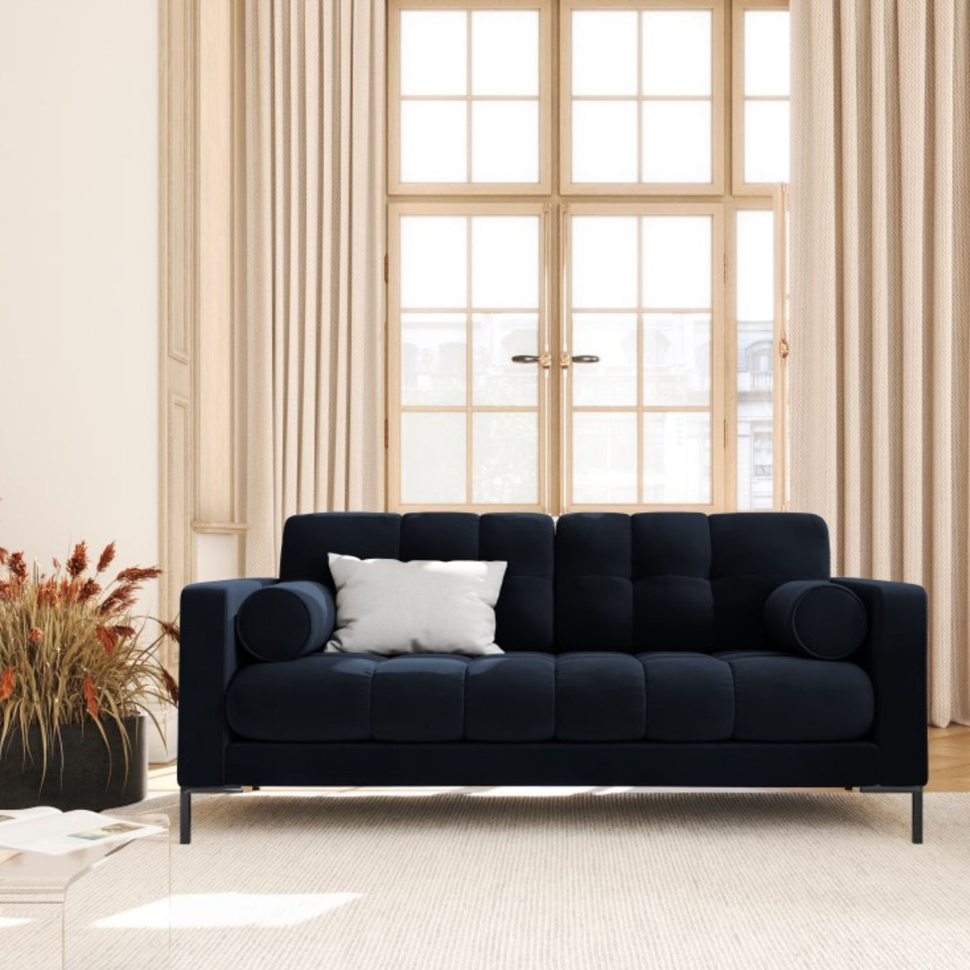 Canapé COSMOPOLITAN DESIGN Bali 2 places Bleu fonçé