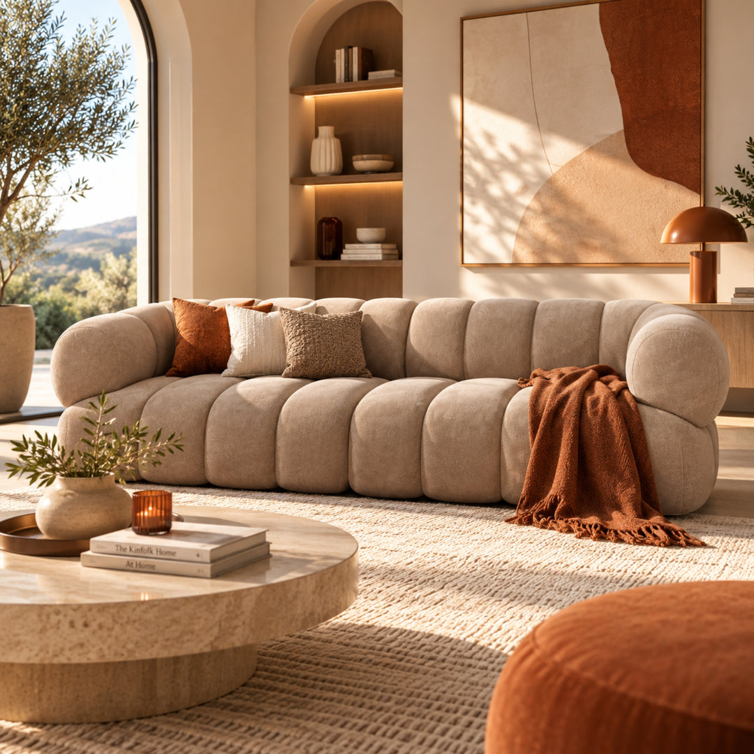 Canapé COSMOPOLITAN DESIGN Koge 4 places  en velours beige foncé
