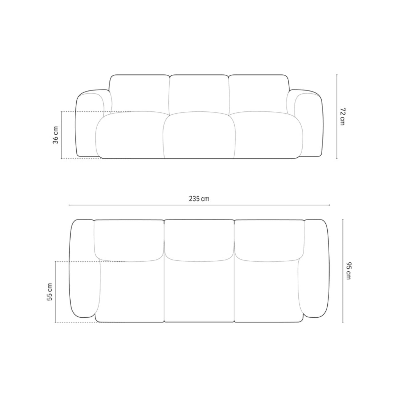 Canapé COSMOPOLITAN DESIGN Nolio 3 places Beige Clair