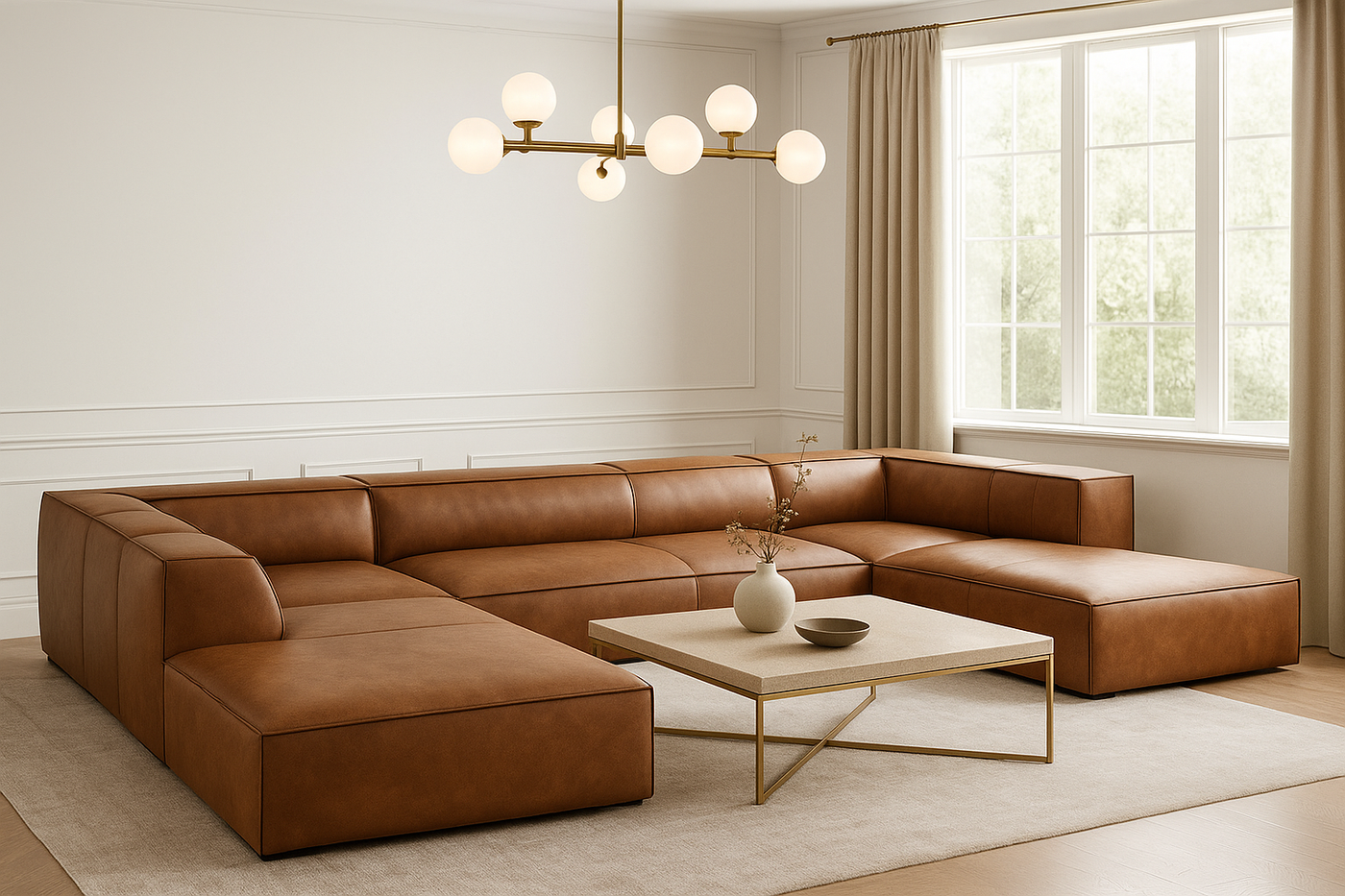 Canapé panoramique en cuir 7 places AGAWA- Micadoni