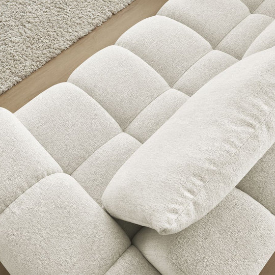 Canapé d'angle gauche BOBOCHIC Everest 4 places en tissu blanc texturé