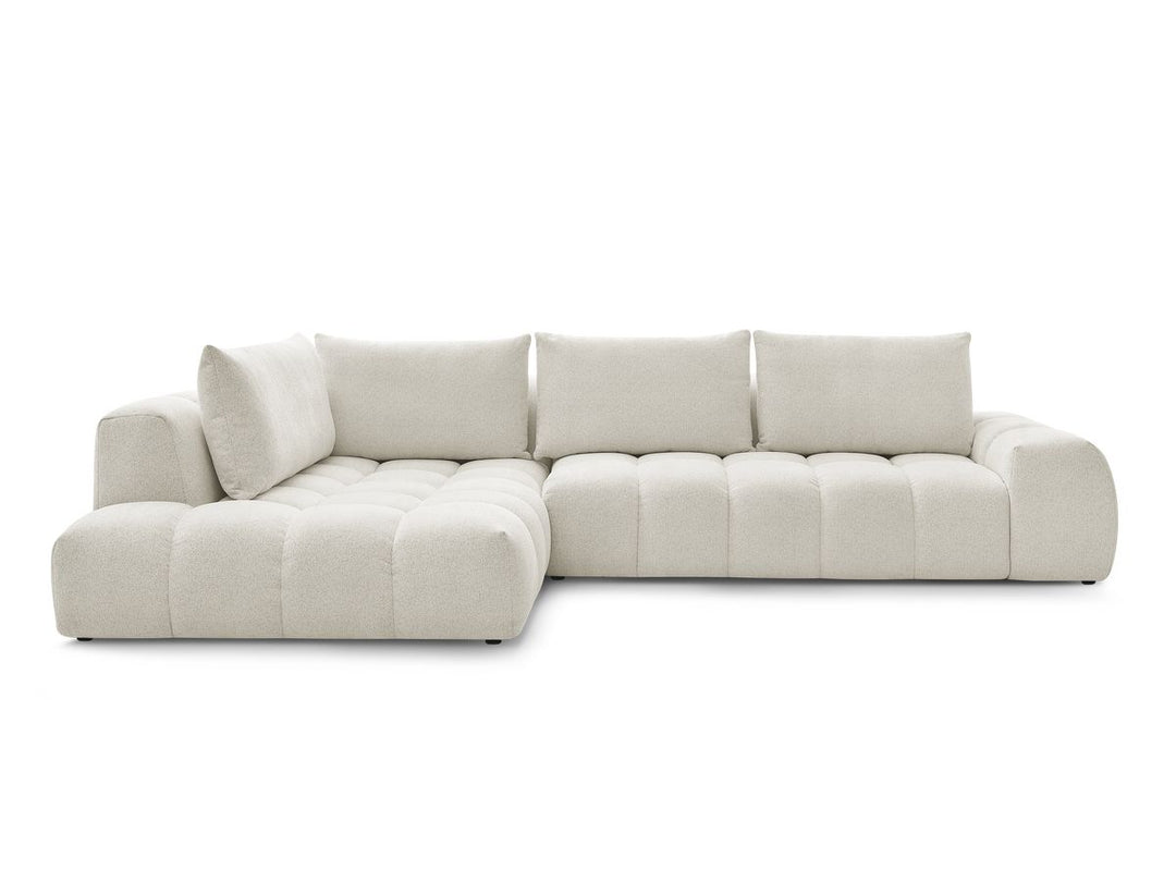 Canapé d'angle gauche BOBOCHIC Everest 4 places en tissu blanc texturé