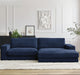 Canapé BOBOCHIC d'angle droit LEONARD tissu texturé bleu