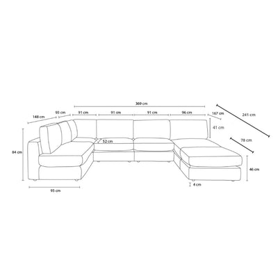 Canapé d'angle modulable BOBOCHIC Paris en velours côtelé Marron avec 3 chauffeuses, 1 méridienne, 1 angle, et 1 pouf