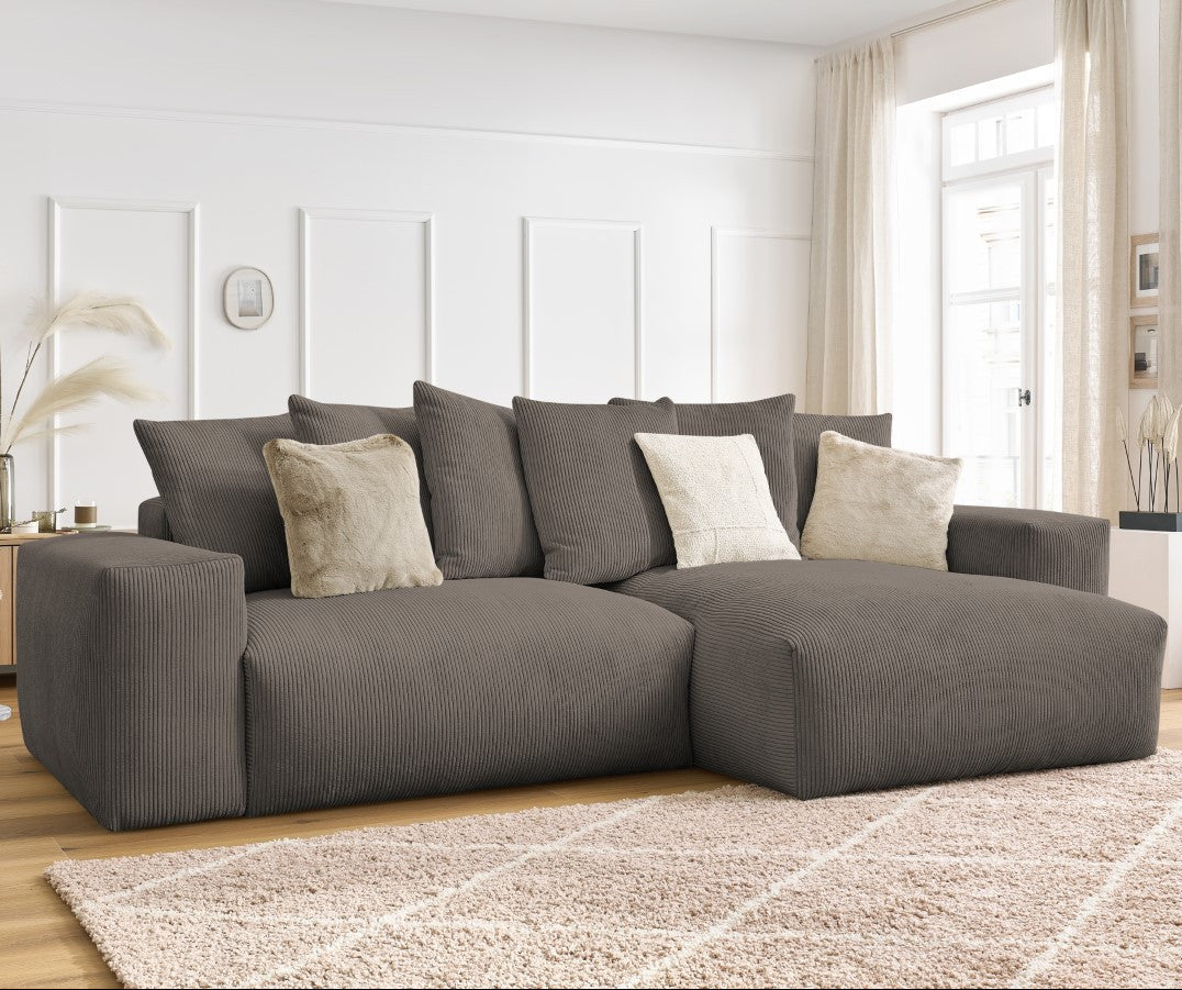 Canapé d'angle BOBOCHIC Voltaire convertible coffre taupe