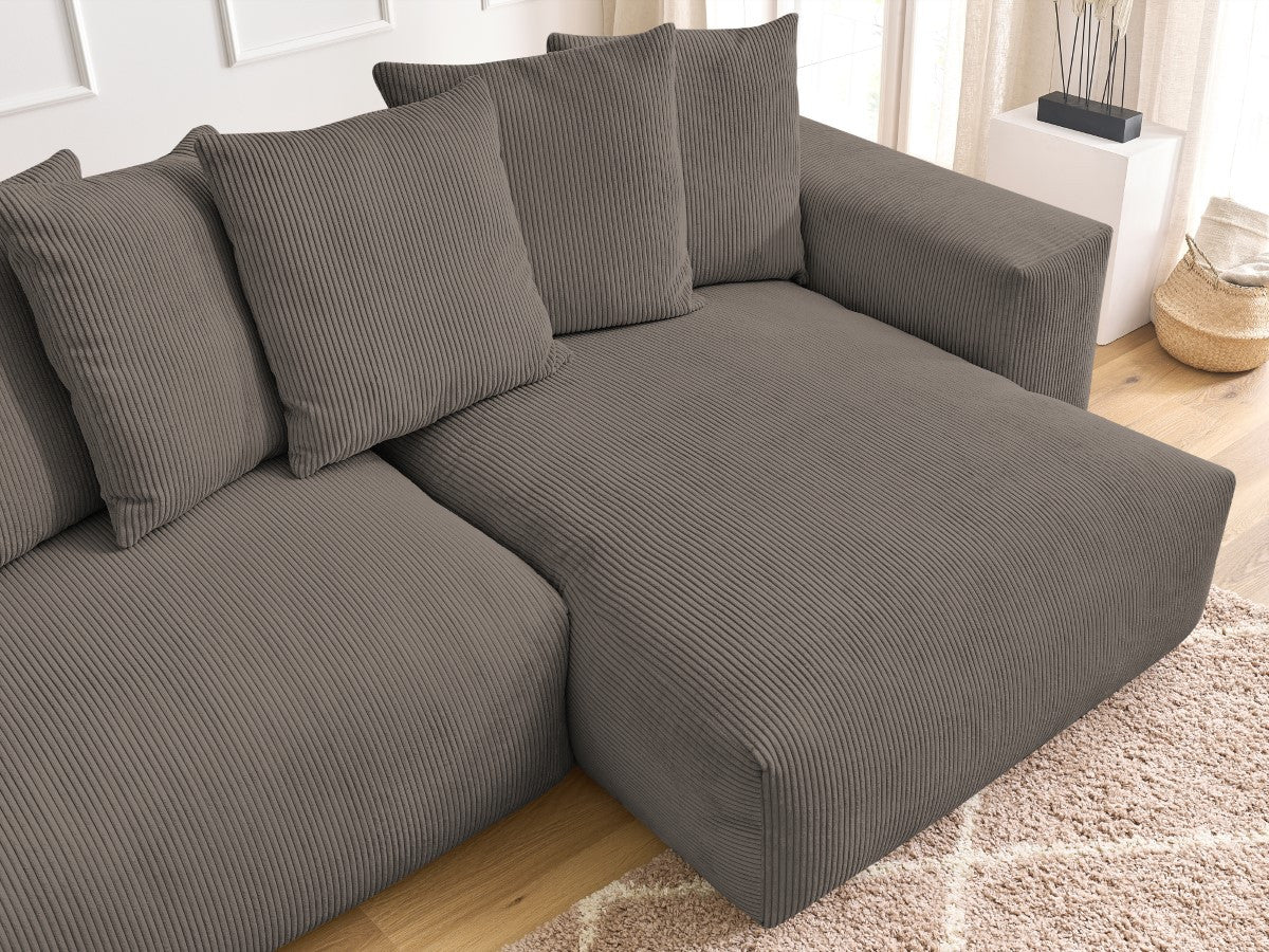 Canapé d'angle BOBOCHIC Voltaire convertible coffre taupe