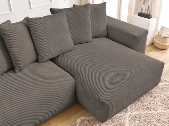 Canapé d'angle BOBOCHIC Voltaire convertible coffre taupe