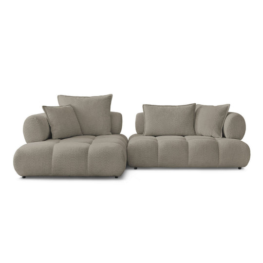 Canapé d'angle BOBOCHIC Alya en tissu bouclé taupe