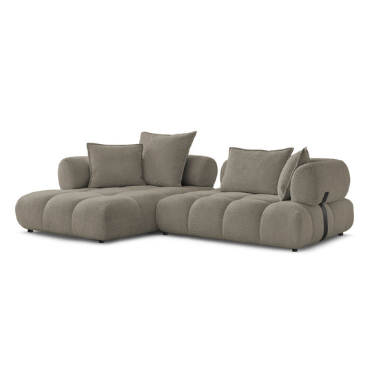 Canapé d'angle BOBOCHIC Alya en tissu bouclé taupe