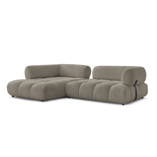 Canapé d'angle BOBOCHIC Alya en tissu bouclé taupe