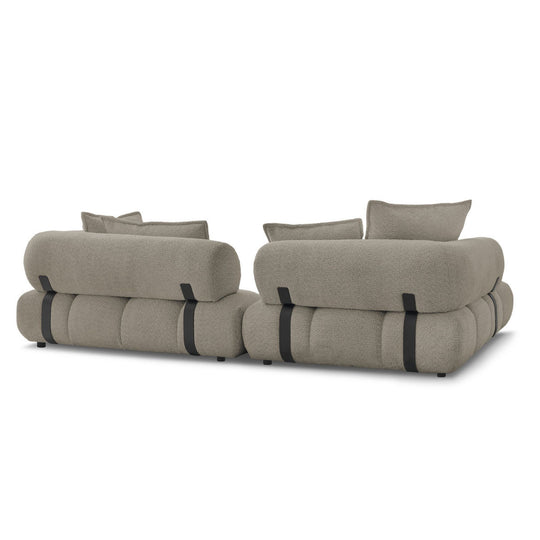 Canapé d'angle BOBOCHIC Alya en tissu bouclé taupe