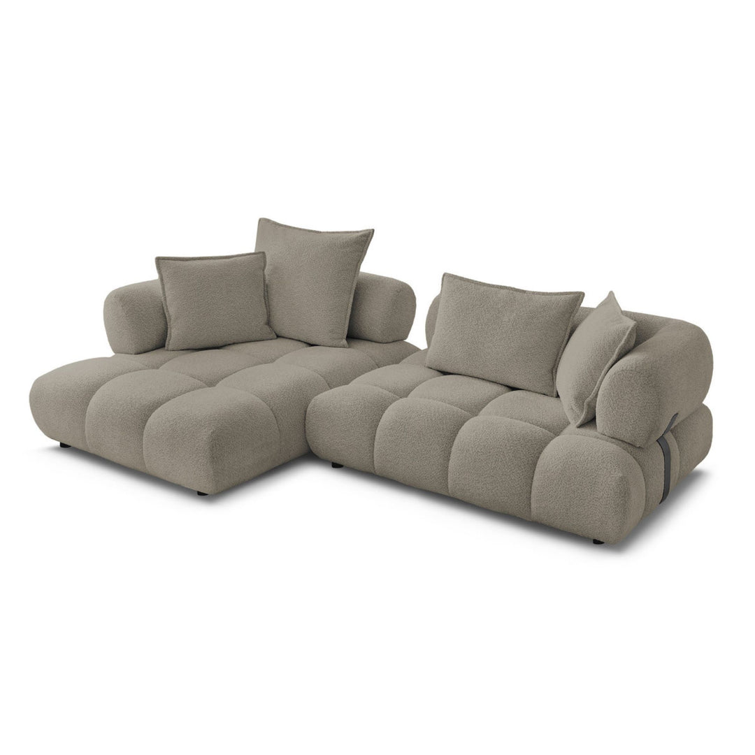 Canapé d'angle BOBOCHIC Alya en tissu bouclé taupe