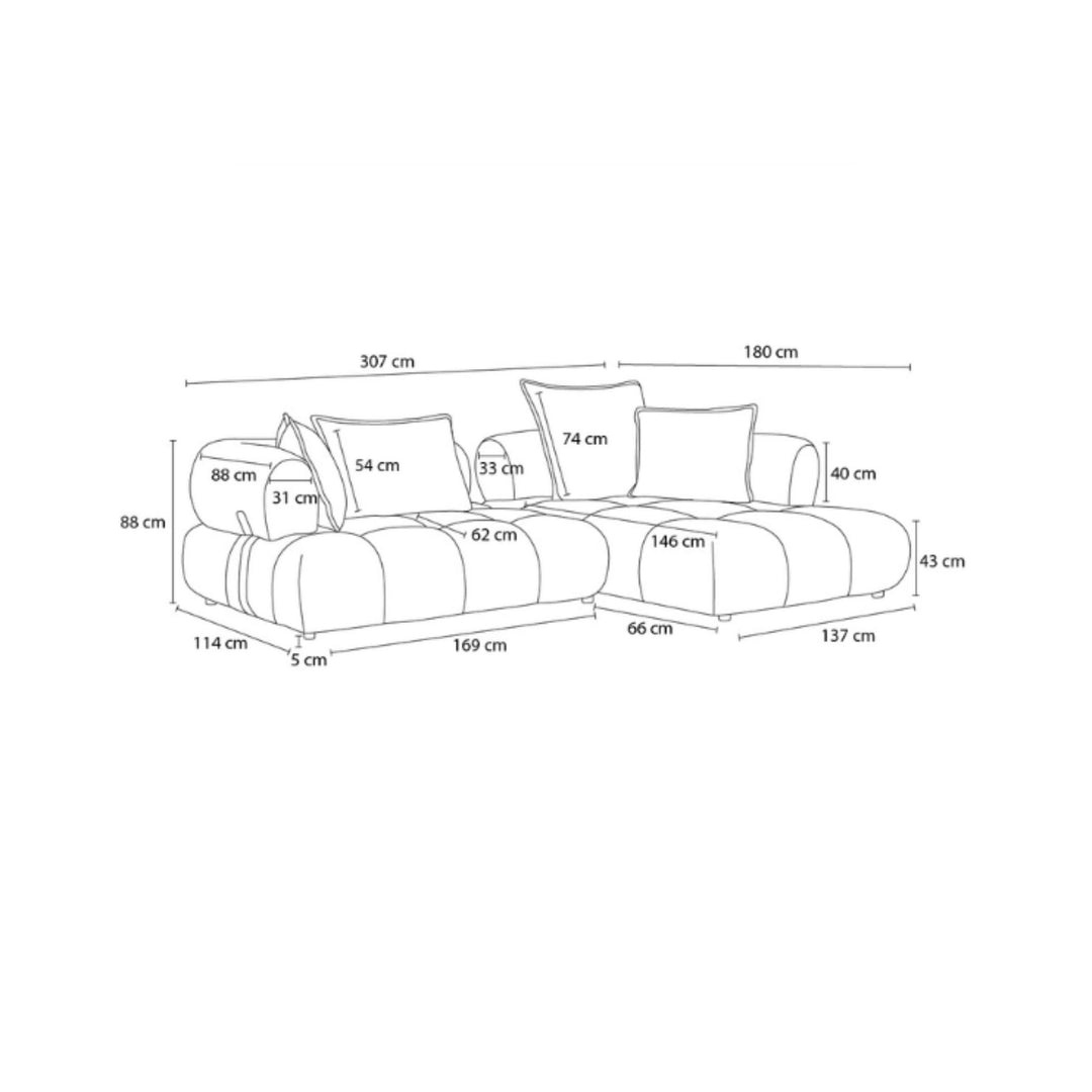 Canapé d'angle BOBOCHIC Alya en tissu bouclé taupe