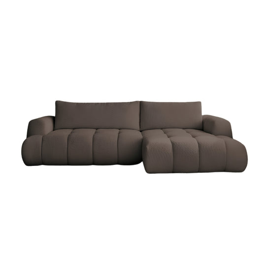 Canapé d'angle convertible BOBOCHIC Fuji 3 places en tissu bouclette marron