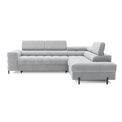 Canapé d'angle droit convertible ELTEP Ferucce 5 places en tissu gris