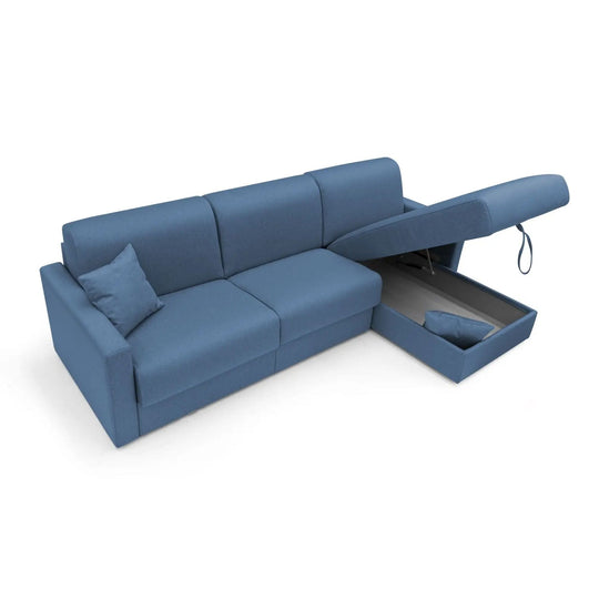Canapé d'angle convertible réversible CAMIF Aubin grand 3 places en tissu déhoussable bleu